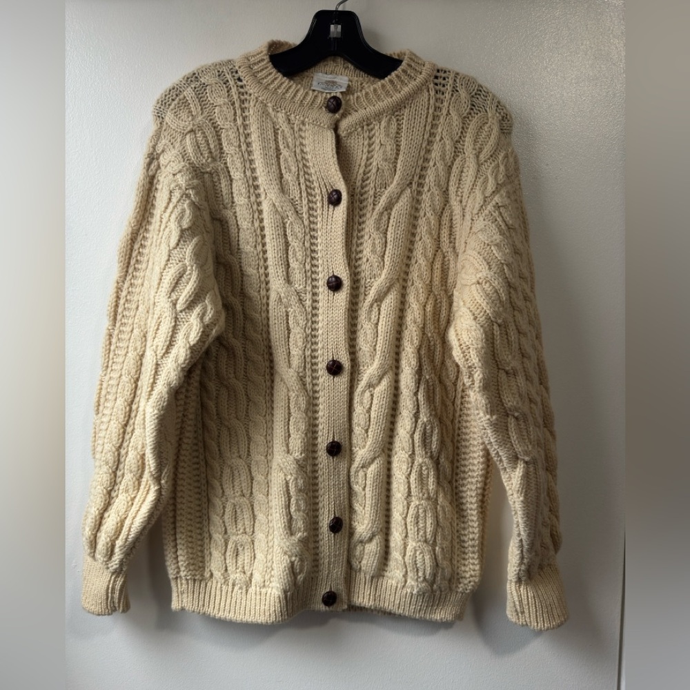 Vintage Bonner Of Ireland Cable Knit Cream Sweater Sz